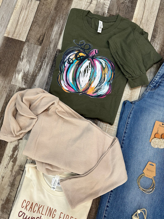 Watercolor Pumpkin Long Sleeve Tee