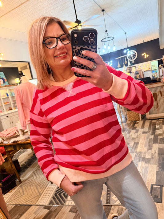 Oversized French Terry Striped Sweatshirt