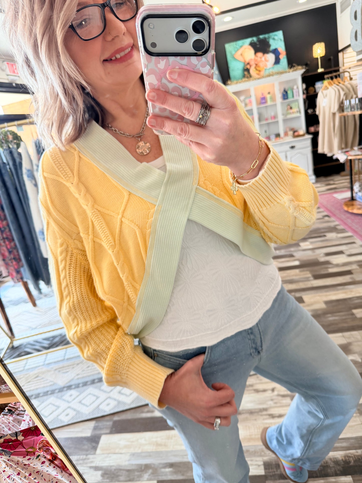 Lemon Twist Crossover Sweater
