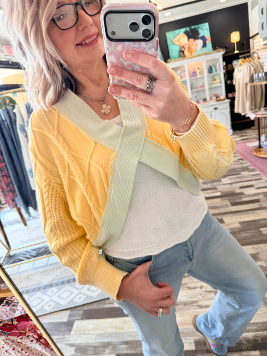 Lemon Twist Crossover Sweater