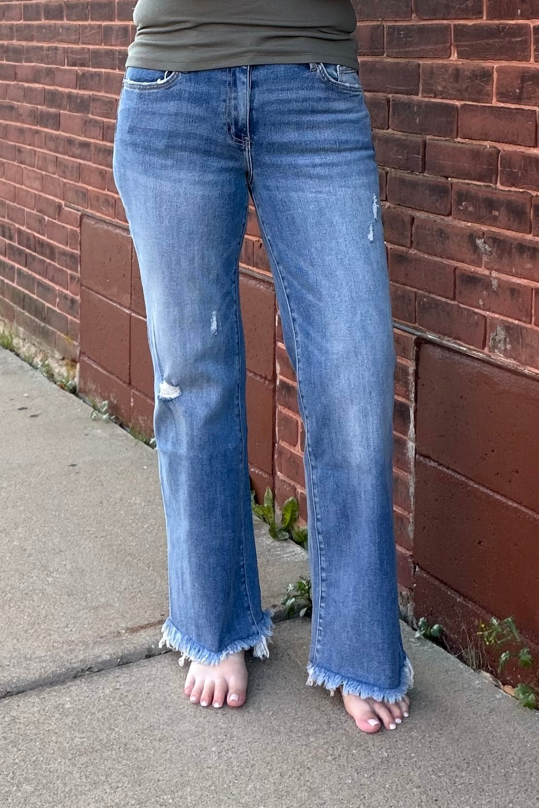 The Presley High Rise Distressed Vintage Flare Jeans by Lovervet