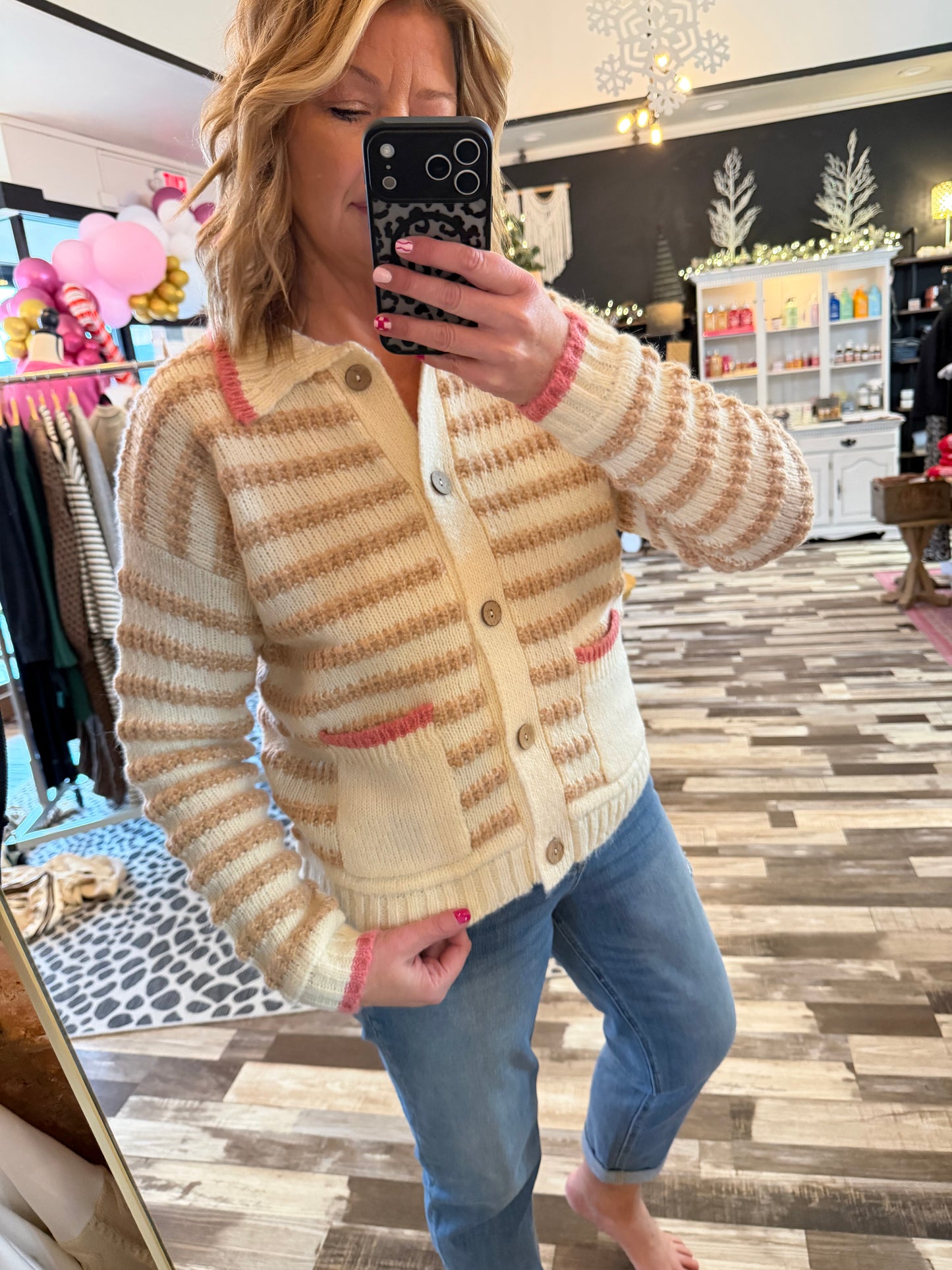 Collared Long Sleeve Button Down Cardigan