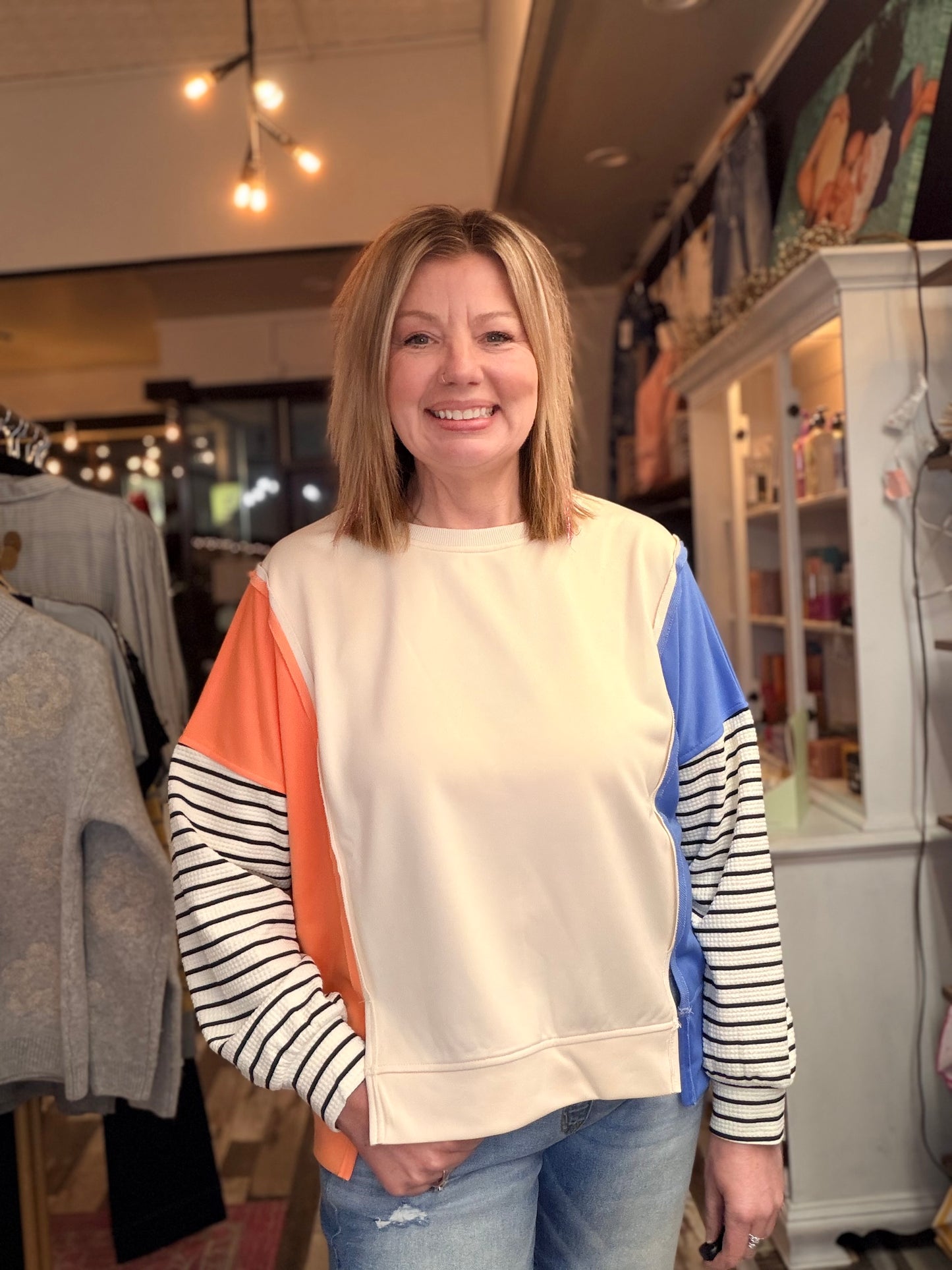 The Lizzie French Terry Color Block Pullover