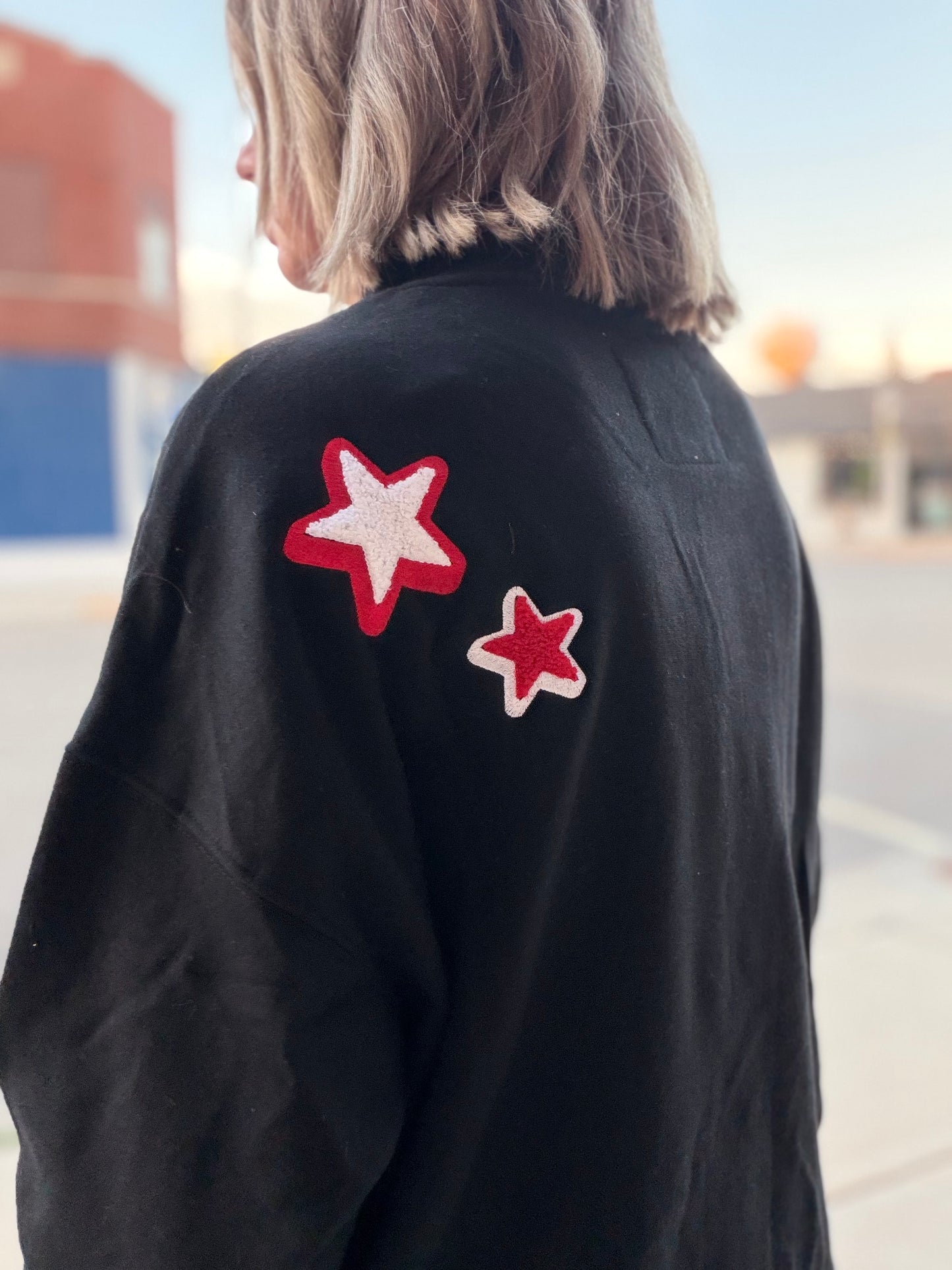 Wisconsin All Over Scatter Oversized Funnel Neck