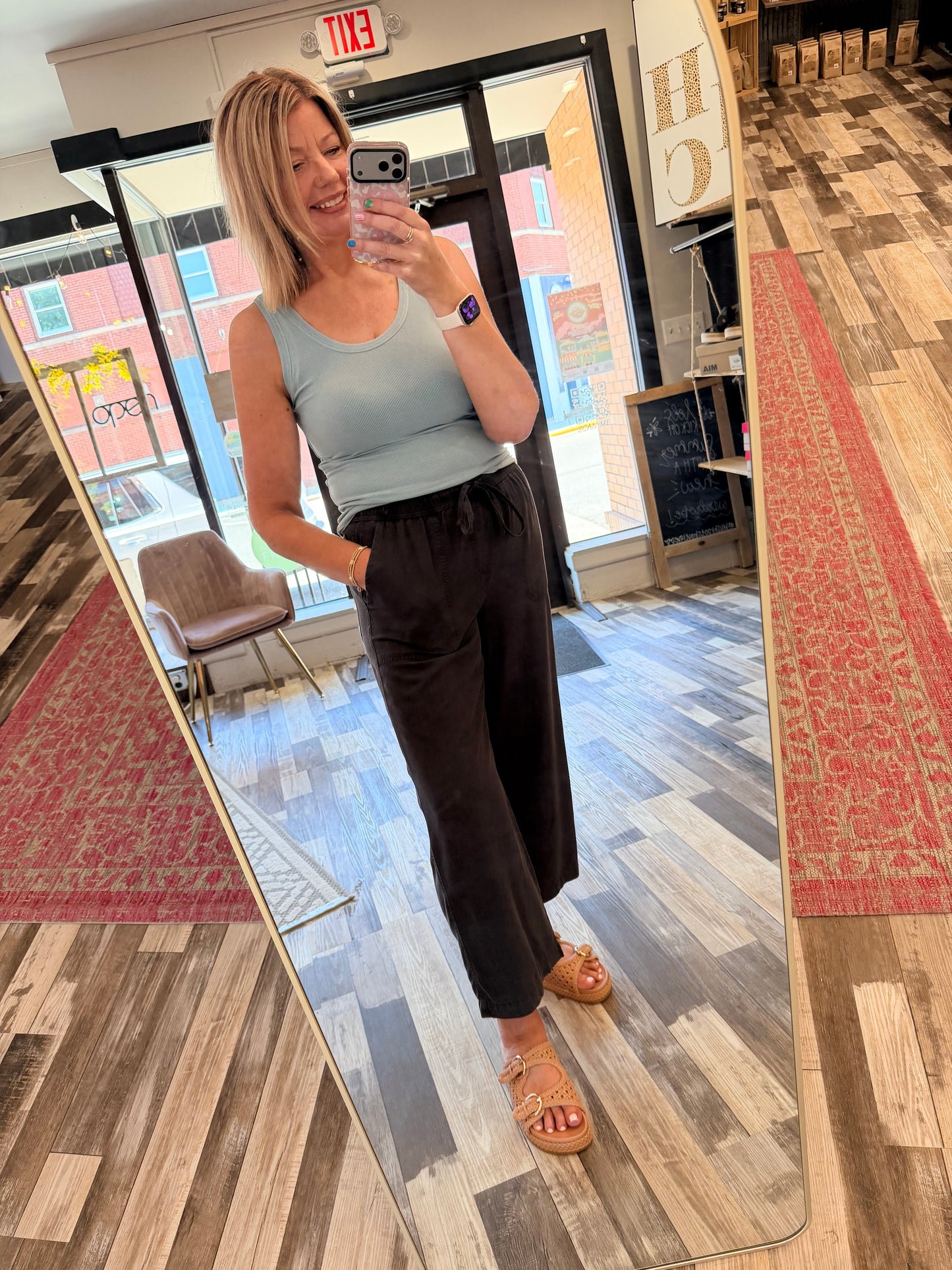Tencel Drawstring Wide Leg Pants