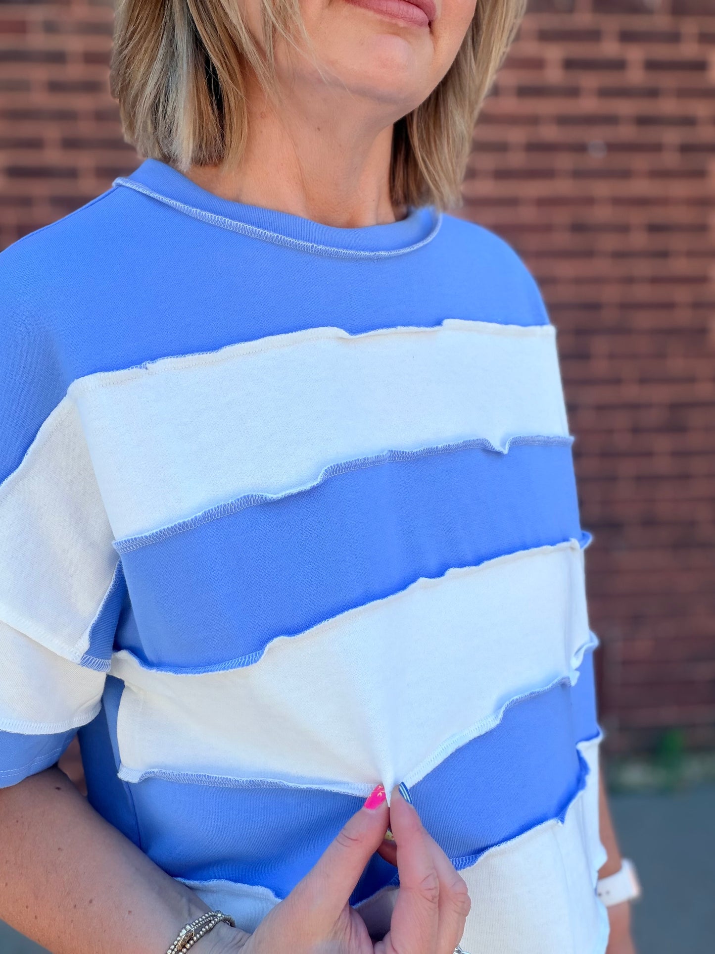 The Johnnie French Terry Exposed Seam Top