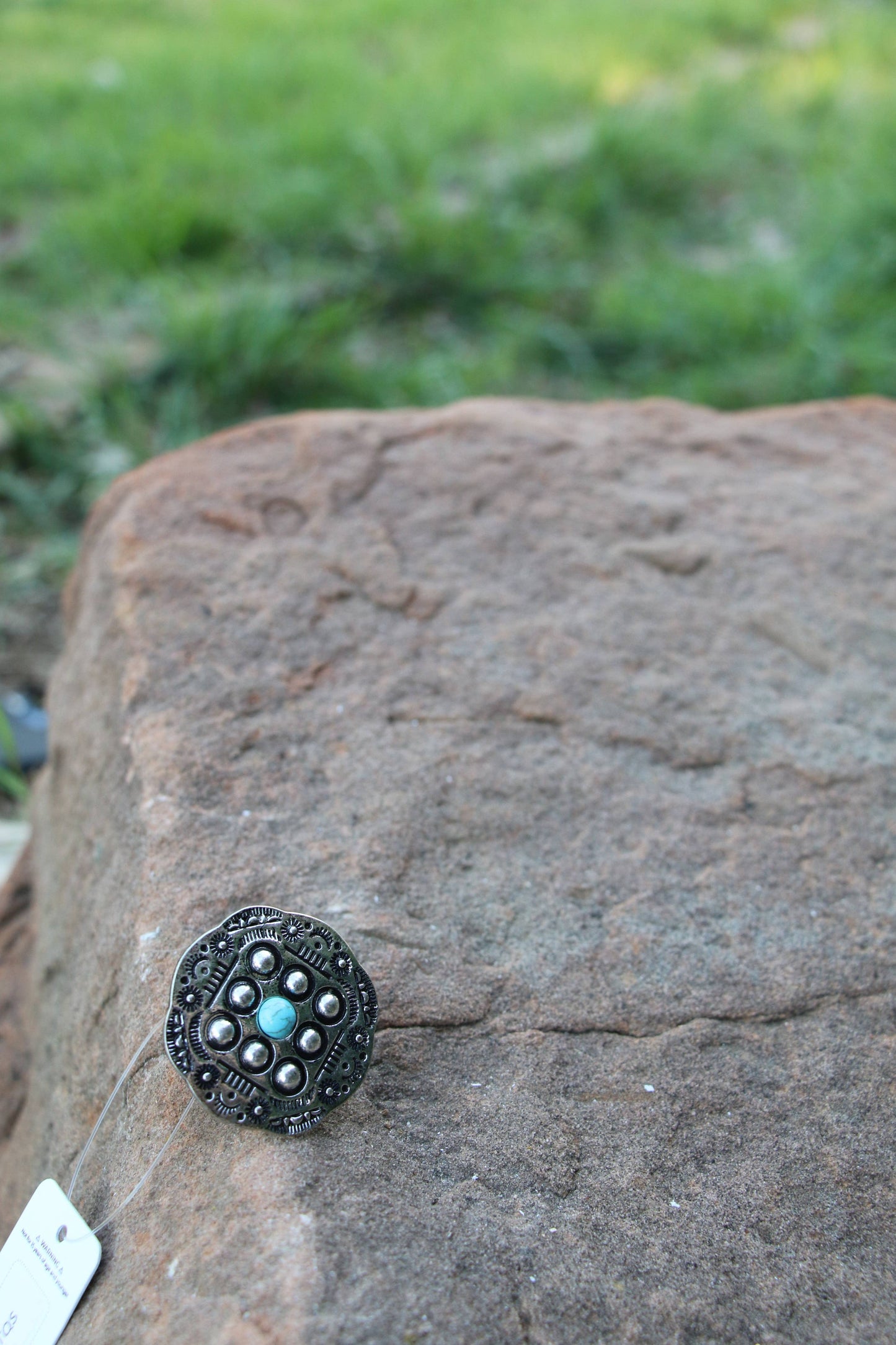 Turquoise Haven - SILVER CONCHO STRETCH RING