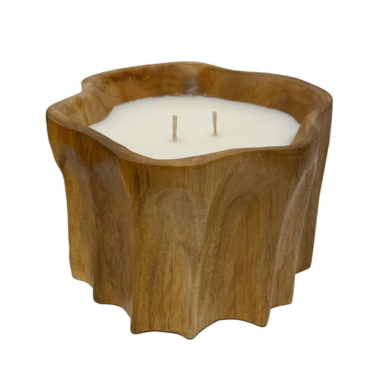 Petite Teak Organic Bowl Candle