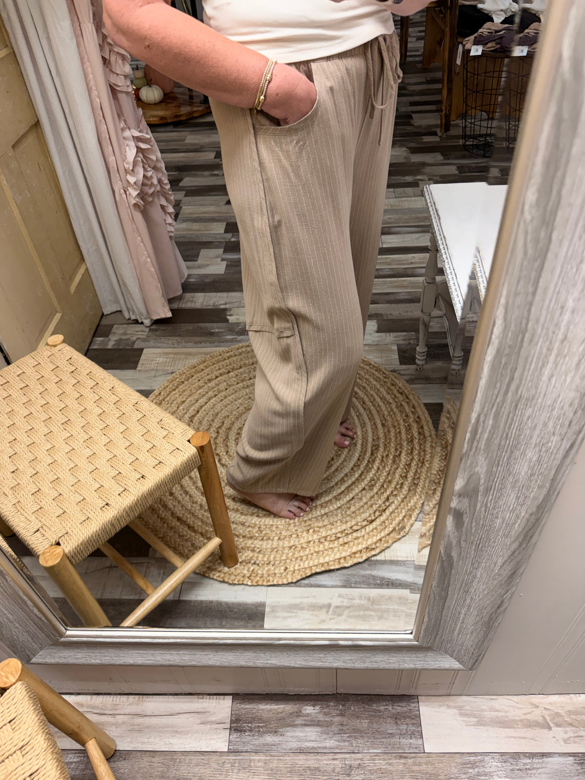 The Camille Striped Barrel Pants