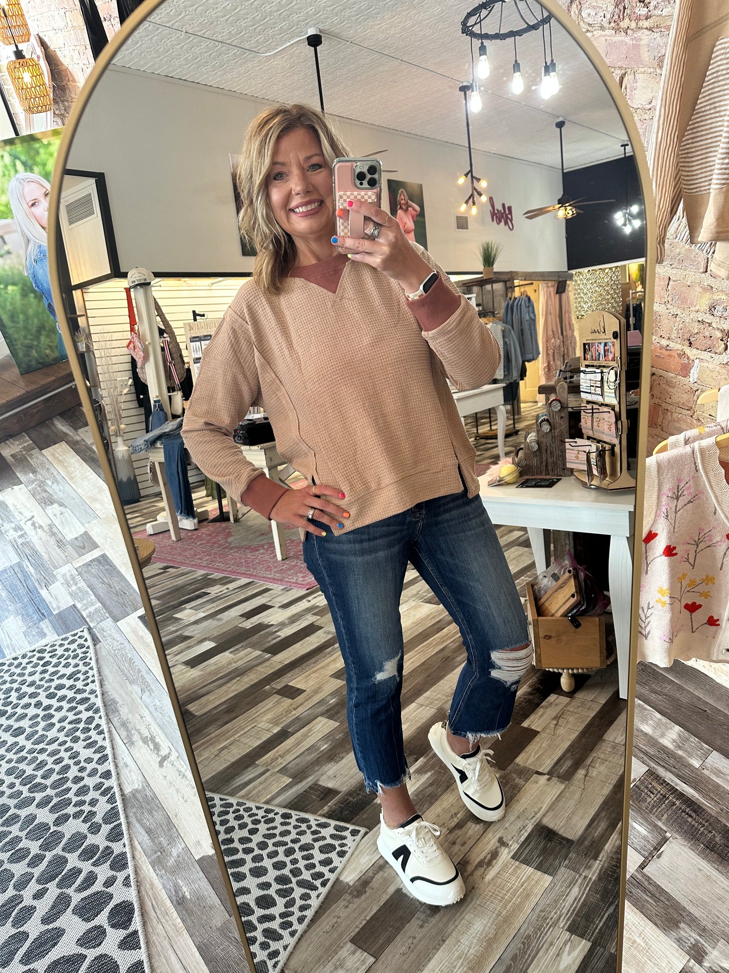 Lovervet Mid Rise Slant Step Hem Crop Kick Flare Jeans