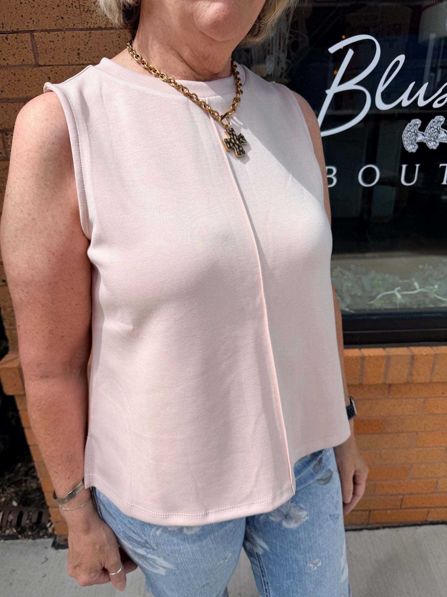 The Addi Buttery Soft Brushed Modal Round Neck Sleeveless Swing Top