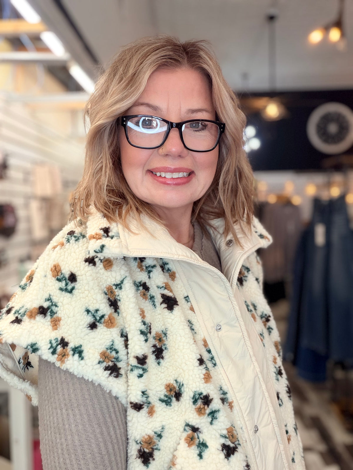 The Lyra Floral Sherpa Vest