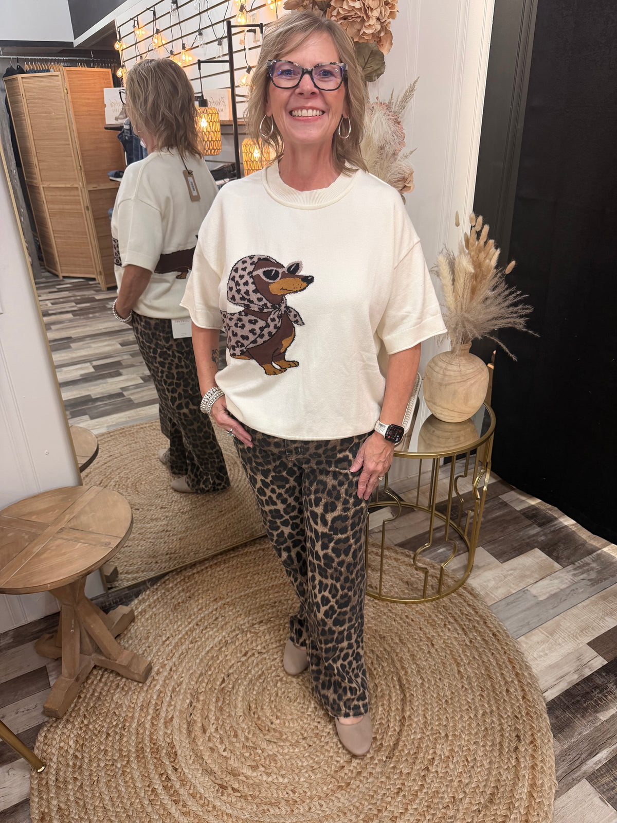 The Lily Leopard High Rise Leopard Kick Flare Jeans by Lovervet