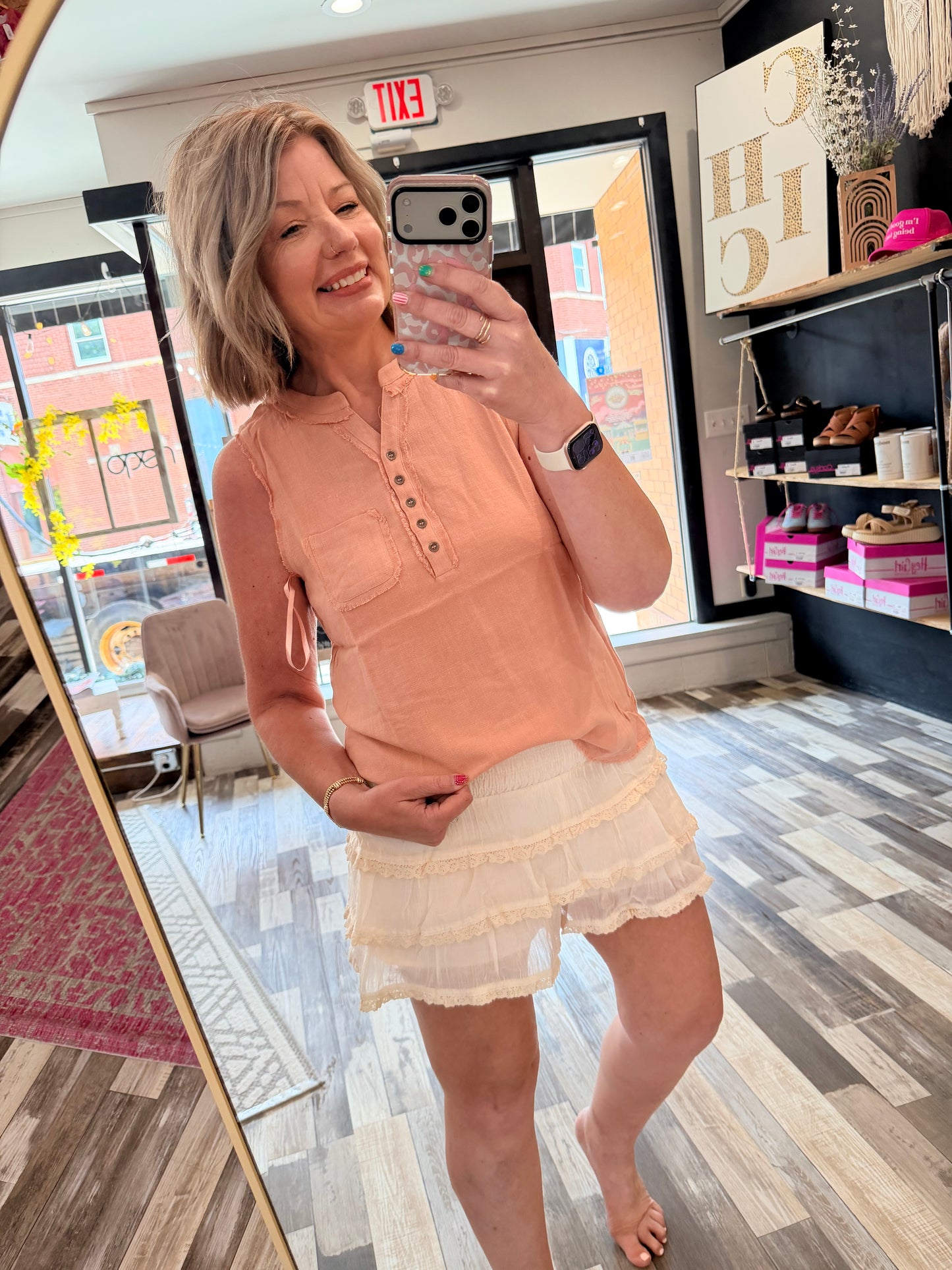 Tiered Ruffle Lace Trim Skort
