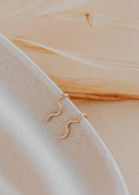 Tiny Wave Ear Climbers | 14kt Gold Fill + Sterling Silver