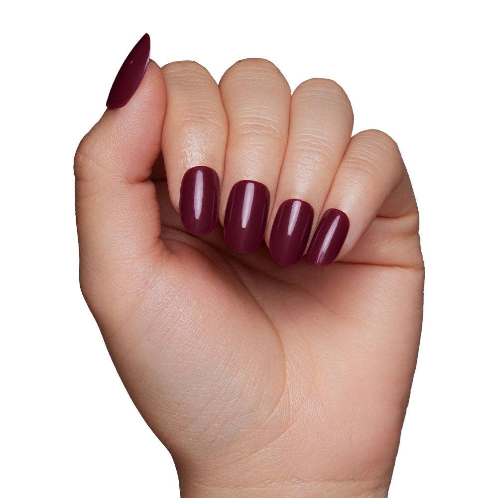 Berry Maroon Press-On Nails | Fall Solids | Short Round