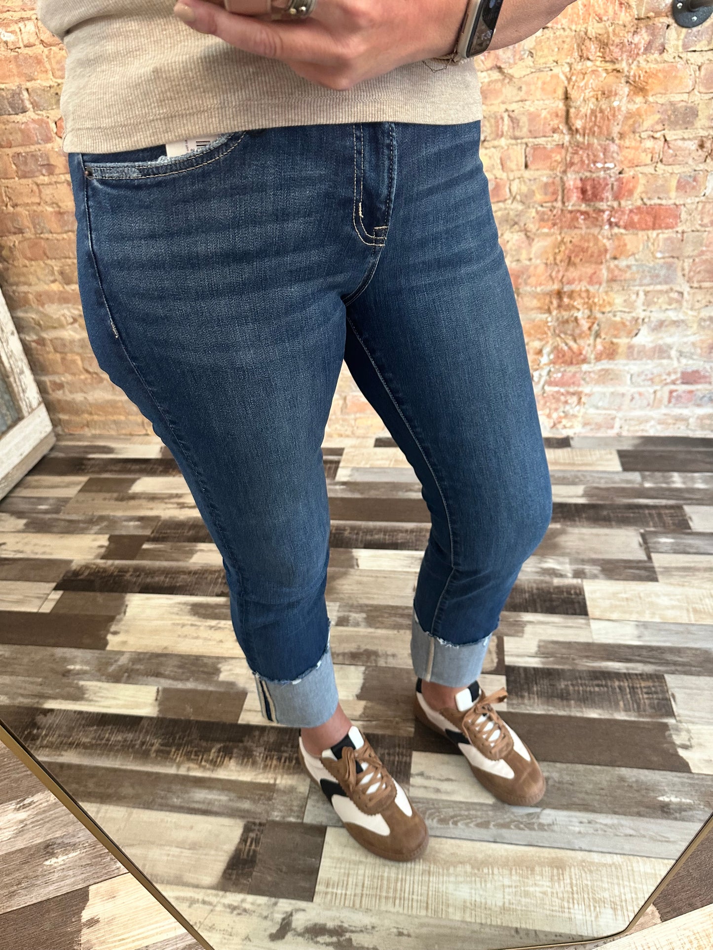 Mica Mid Rise Slim Straight Leg w/Cuffed Hem