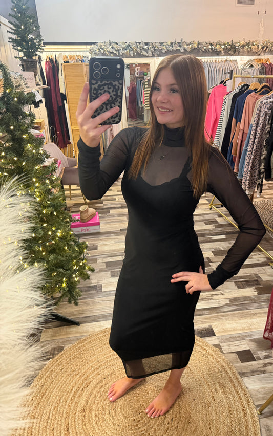 Night on The Town Mesh Maxi Dress