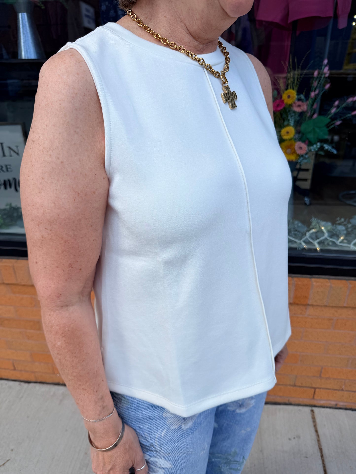 The Addi Buttery Soft Brushed Modal Round Neck Sleeveless Swing Top