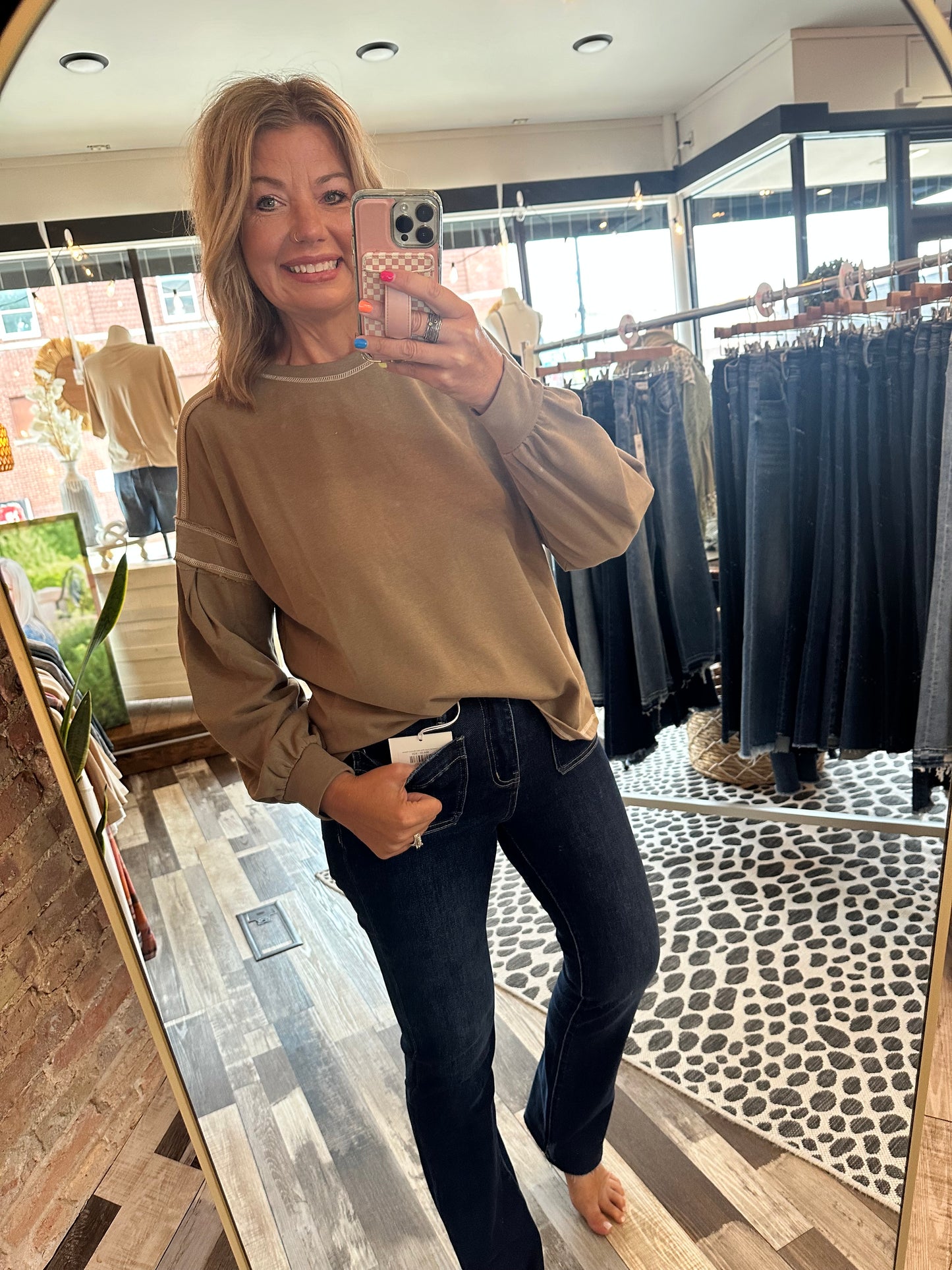 Take Your Time Puff Long Sleeve French Terry Pullover