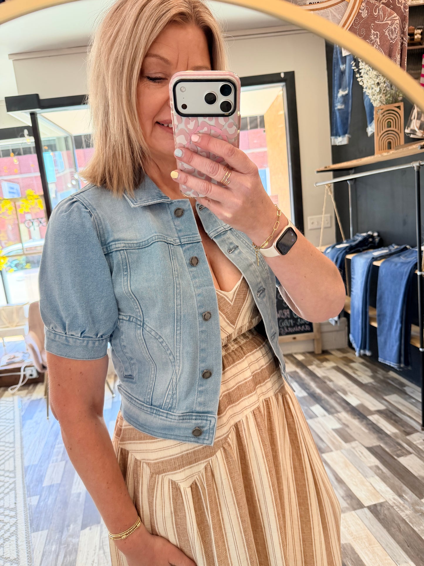 Aren’t You So Cute Short Puff Sleeve Denim Jacket