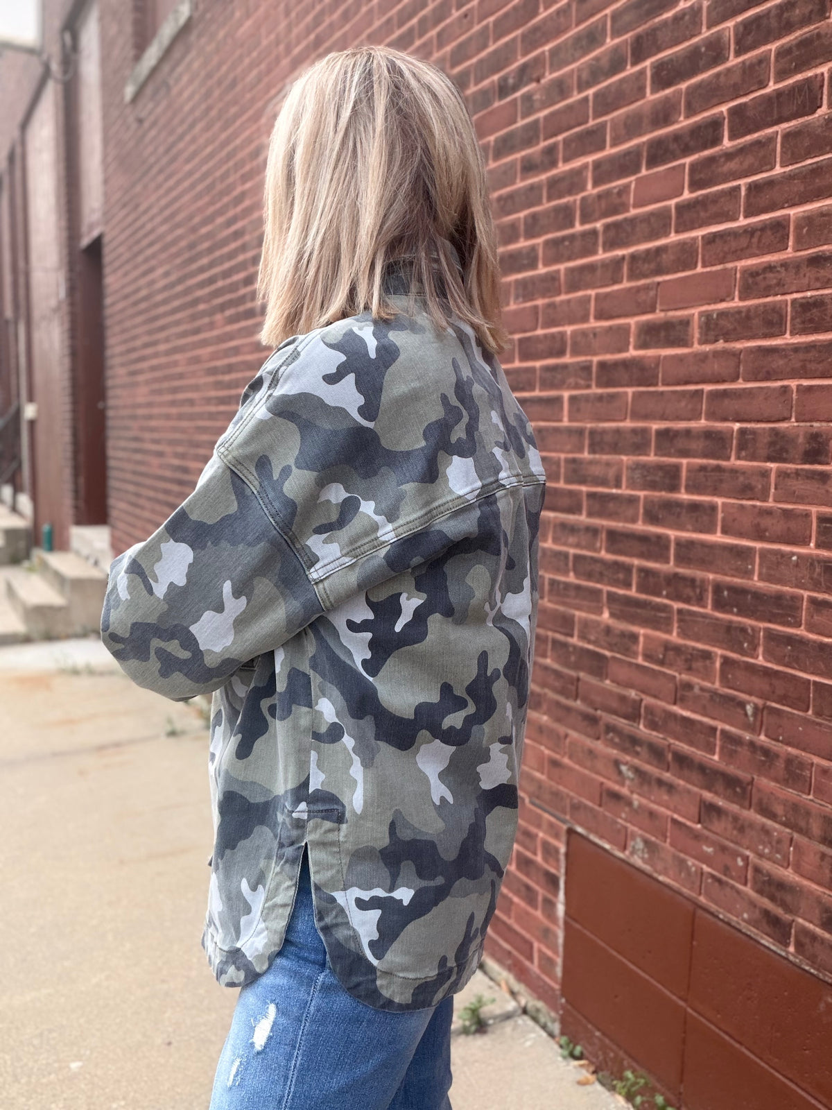 The Everyday Favorite Button Up Camo Shacket from Mica