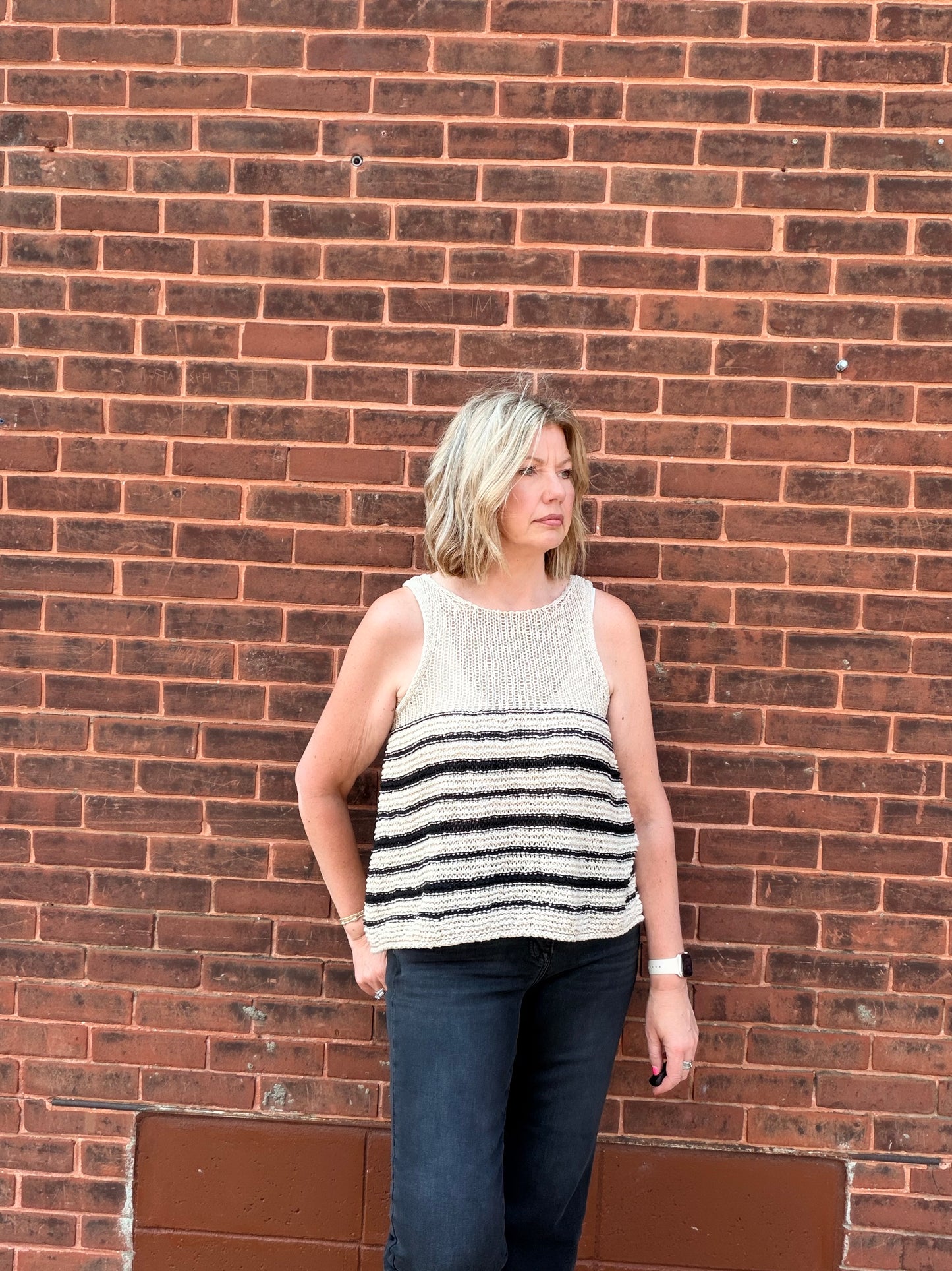No Bad Days Striped Sweater Tank Top