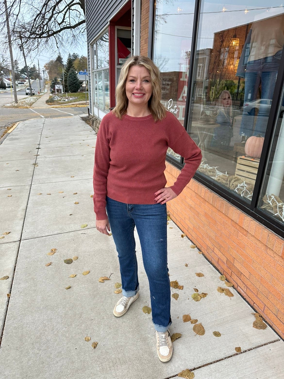 The Baya Crew Neck Mineral Wash Waffle Pullover