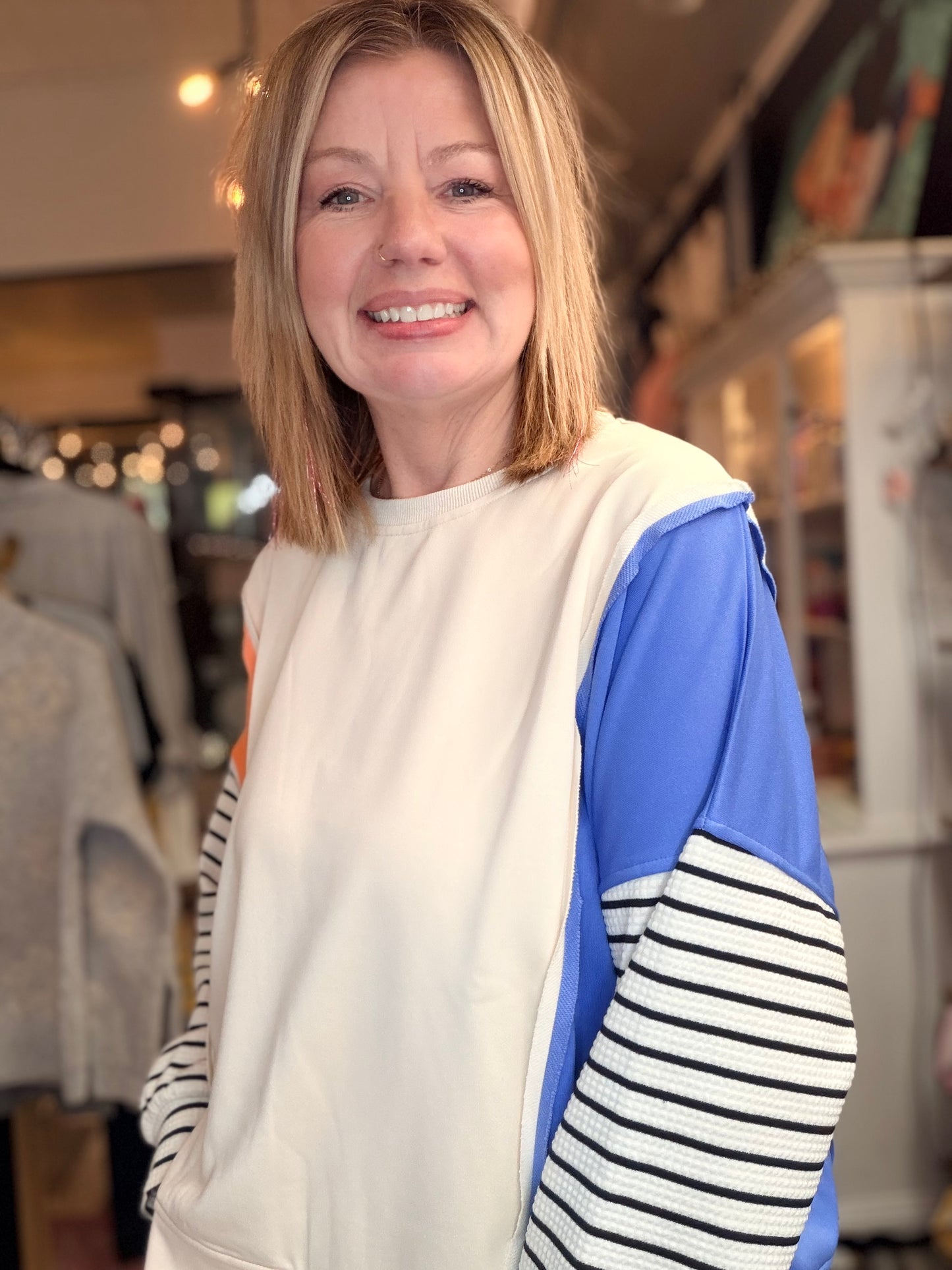 The Lizzie French Terry Color Block Pullover