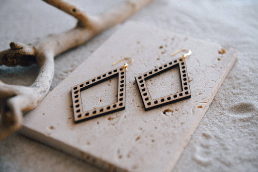 Diamond Wood Boho Earrings