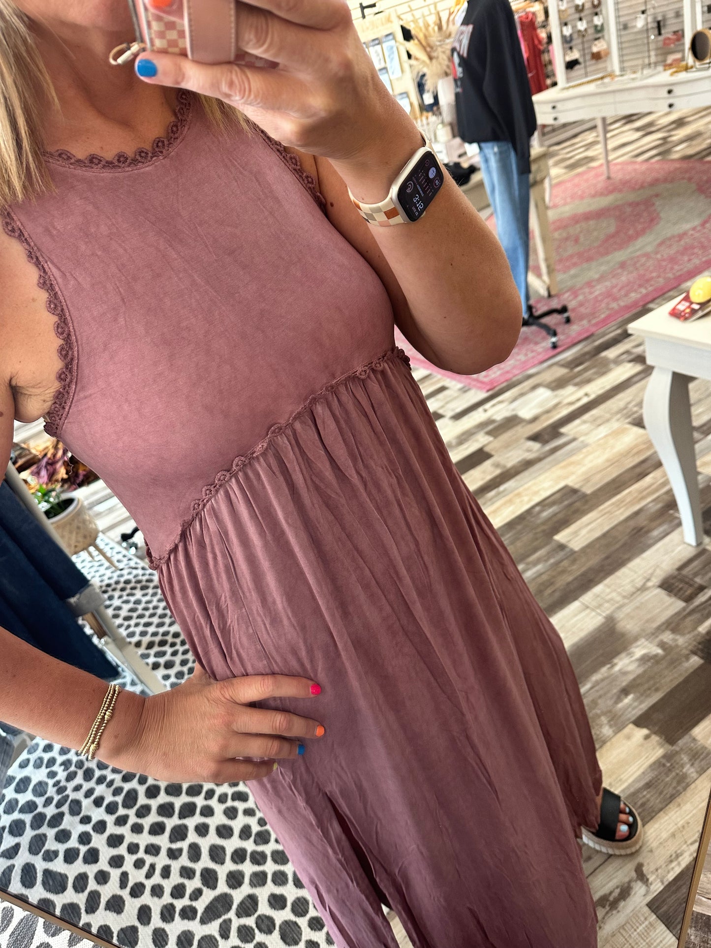 Mineral Wash Front Slit Maxi Dress