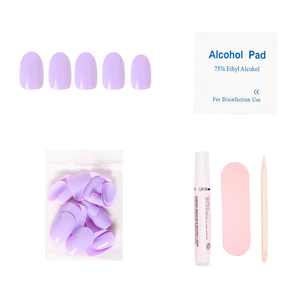Lilac Press-On Nails|Short Round Shape|Spring Press on Nails