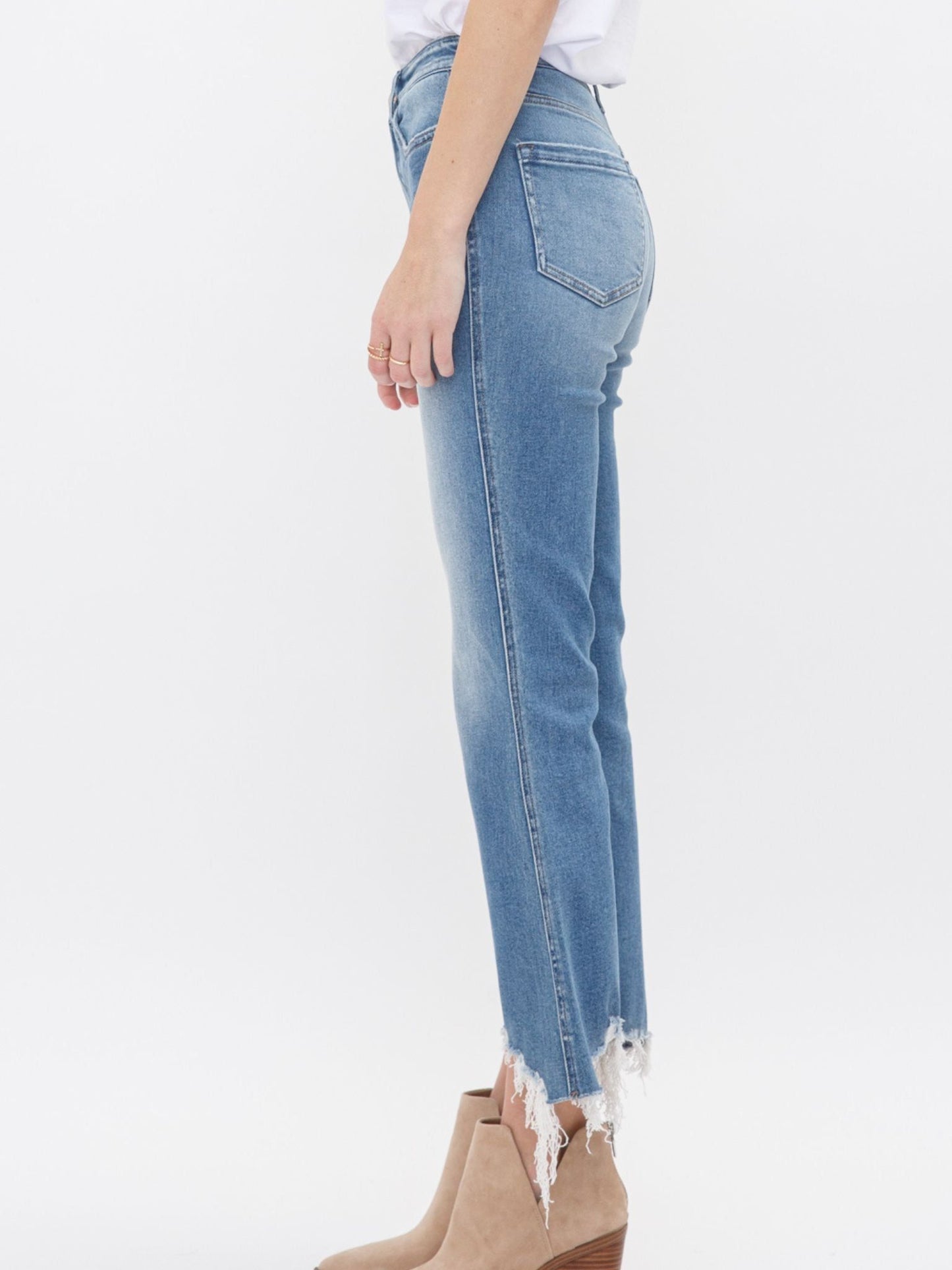 Mica Moscato High Rise Crop Flare w/Uneven Hem