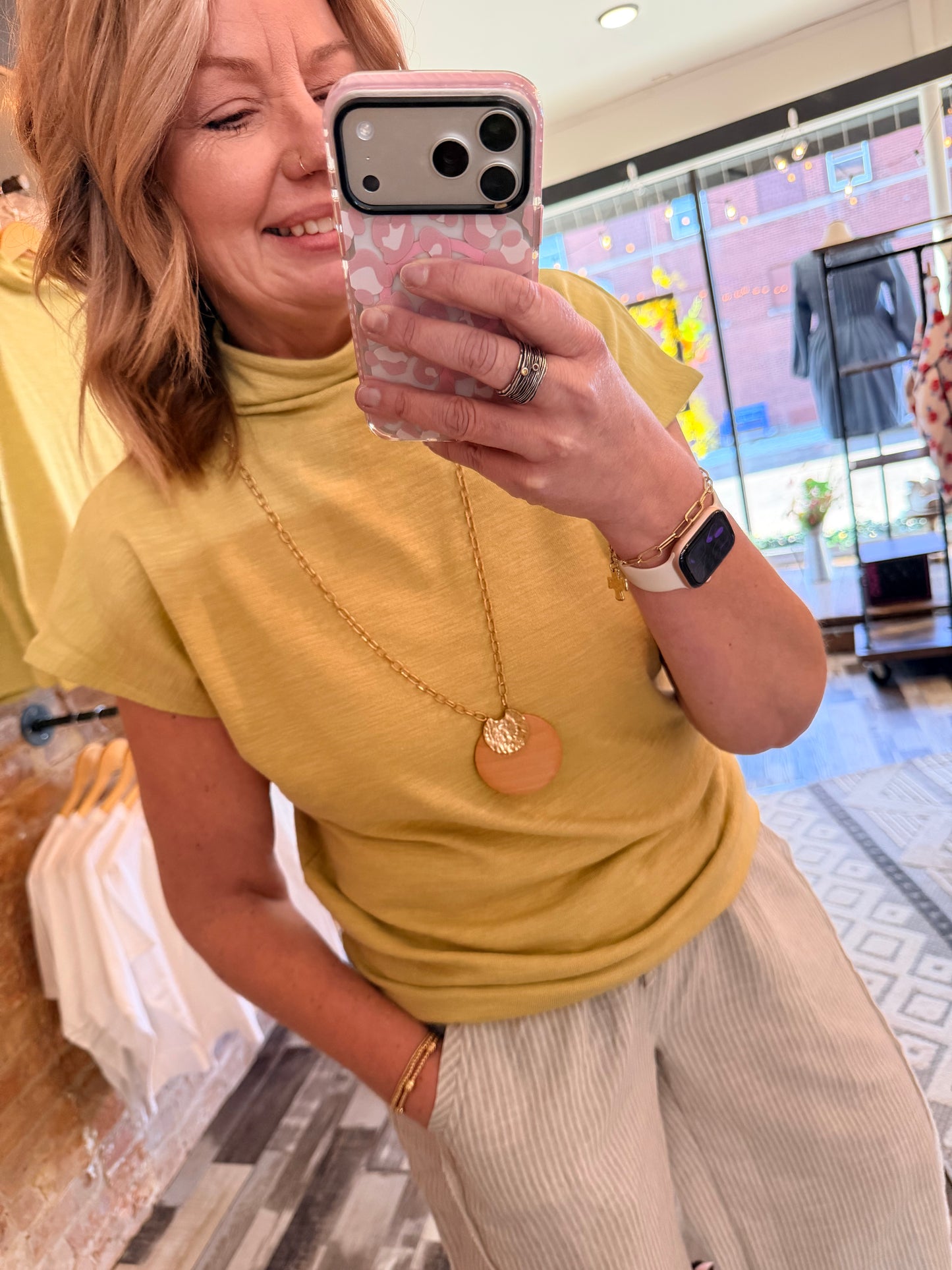 Mock Neck Short Sleeve Pullover