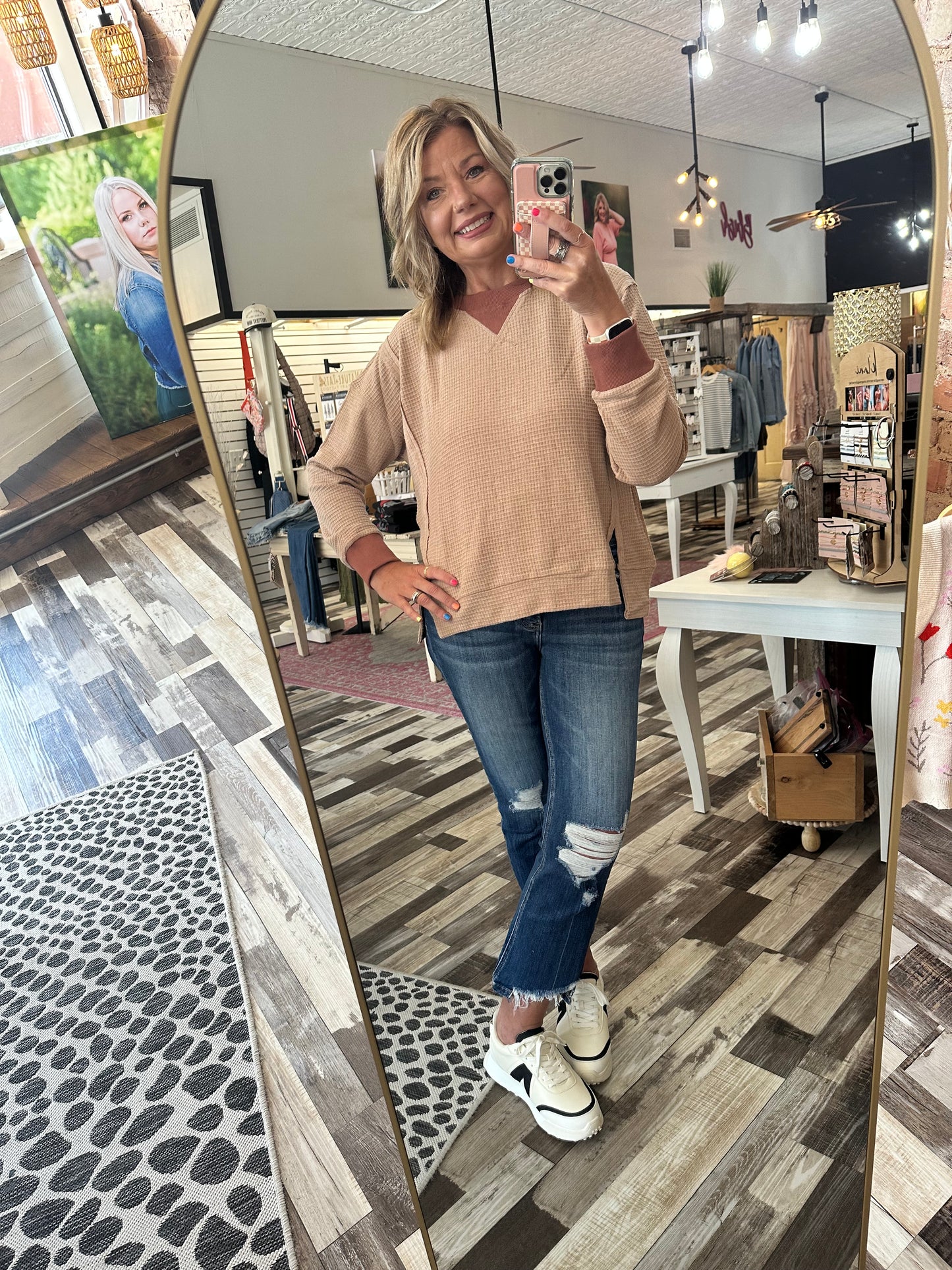 Lovervet Mid Rise Slant Step Hem Crop Kick Flare Jeans