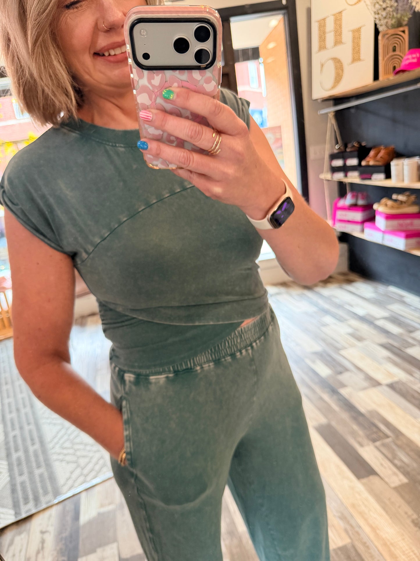 It's a Vibe Rolled Sleeve Wrap Front Top & Jogger Set