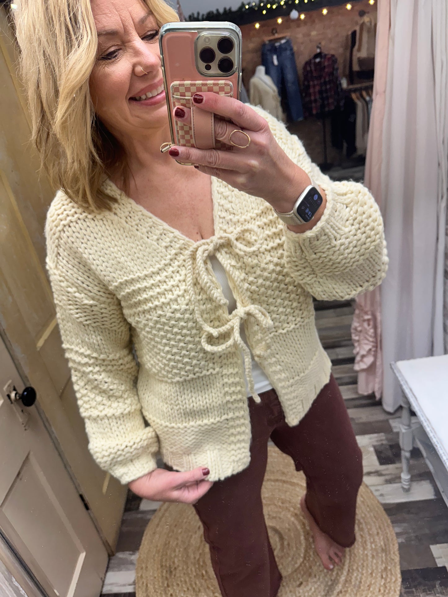 Iggy Chunky Tie Front Hand Knit Cardigan