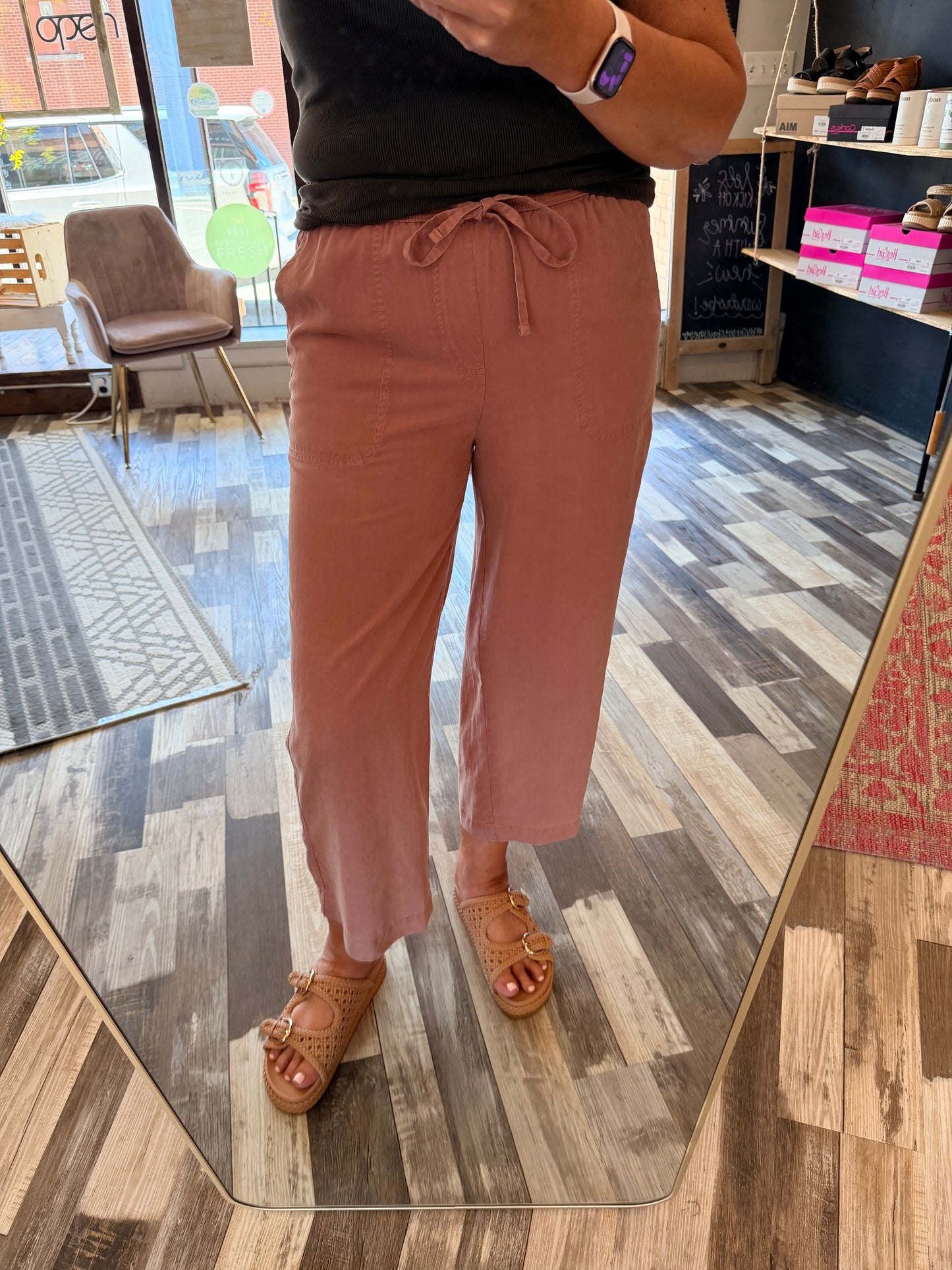 Tencel Drawstring Wide Leg Pants