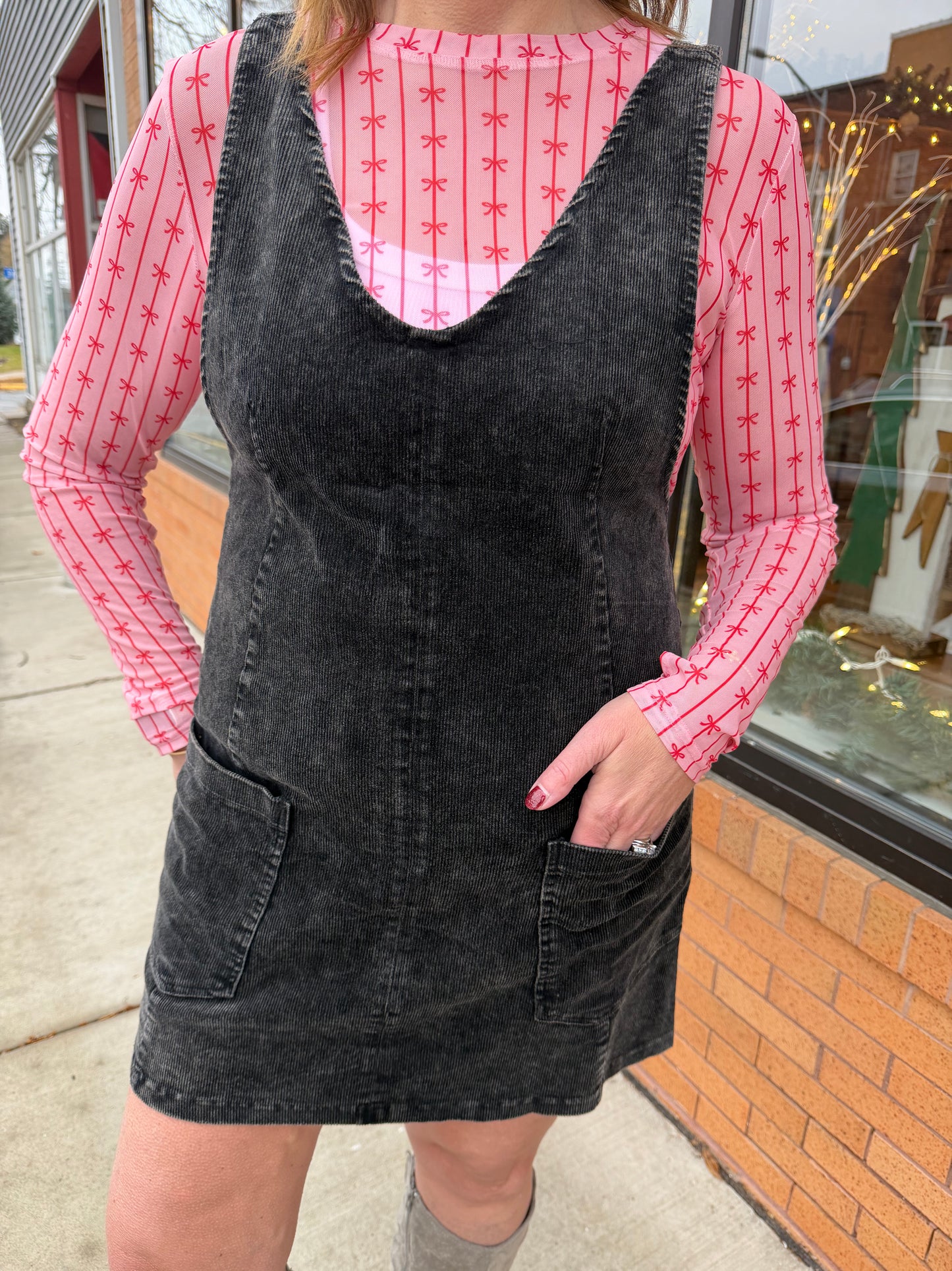 The Lindsey Snow Wash Corduroy Overall Dress