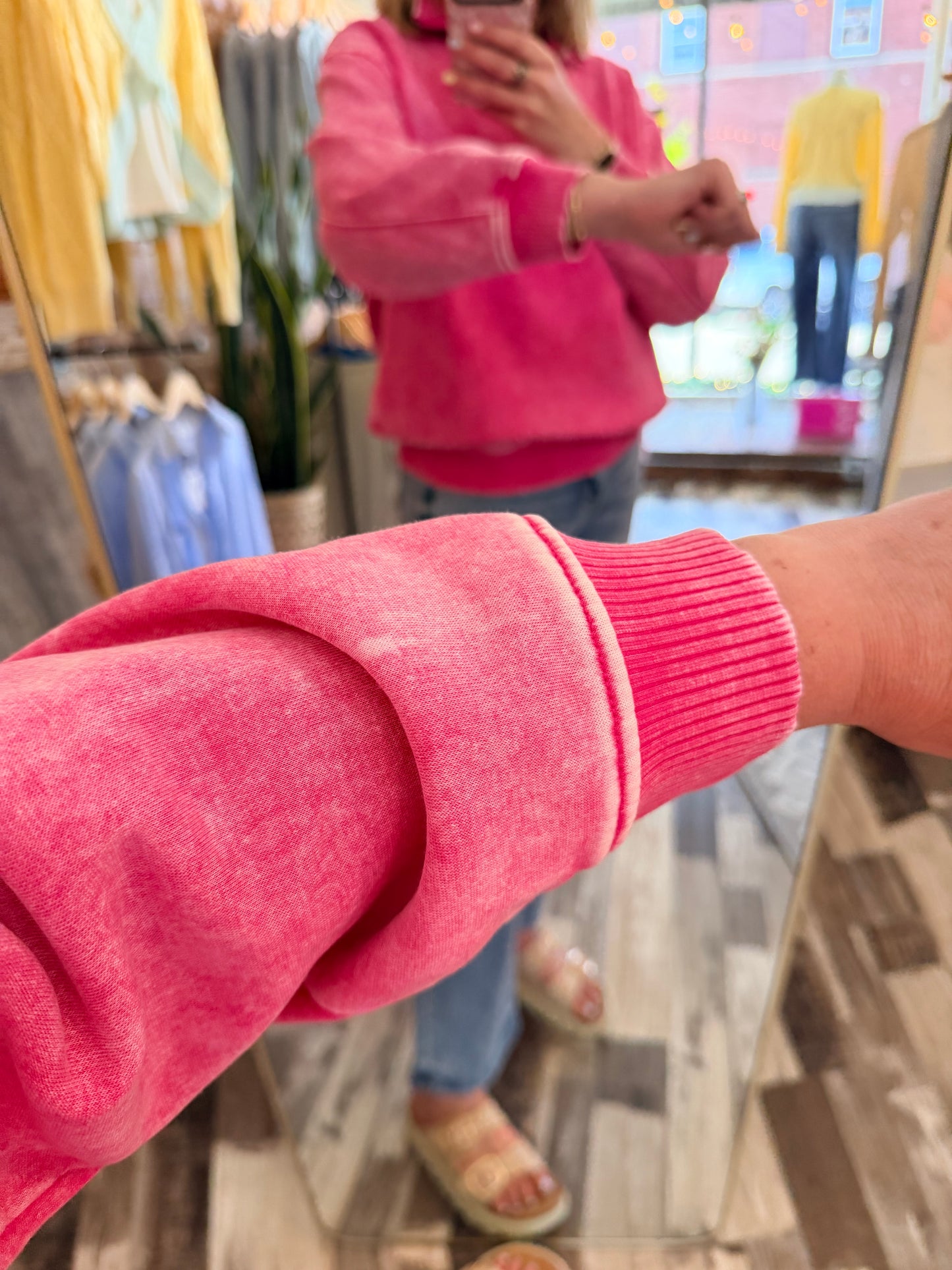 Acid Wash Fleece Half Zip Pullover