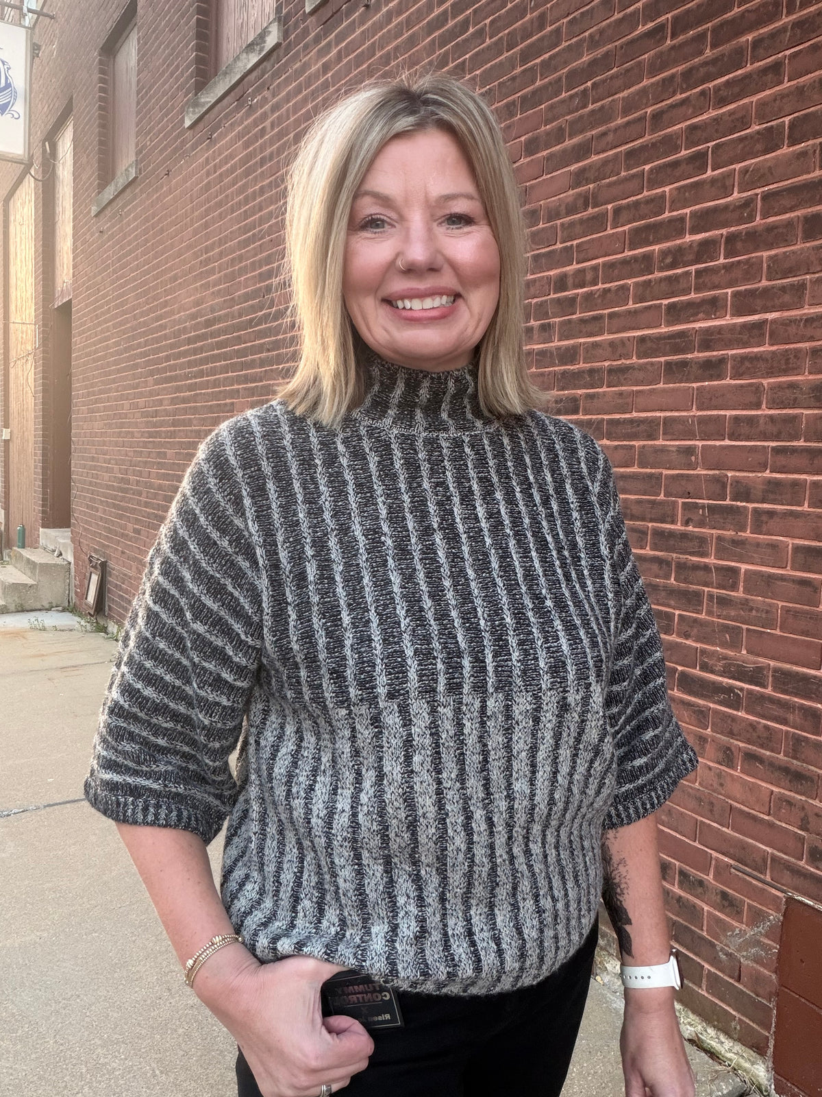The Everly Ribbed Knit Mock Neck Sweater