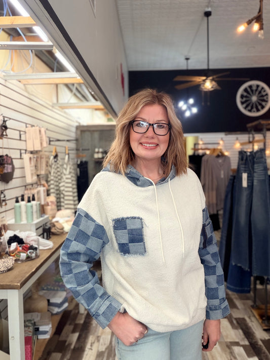 Loop Terry Denim Checkered Pullover