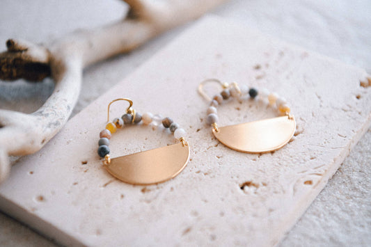 Stella Beaded Half Moon Hoop Earrings