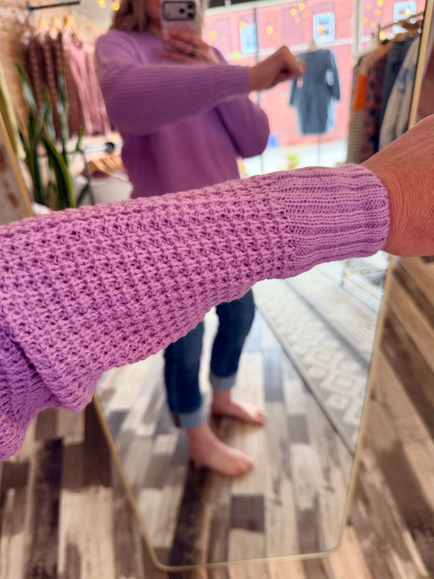 The Allie Hi Lo Waffle Sweater