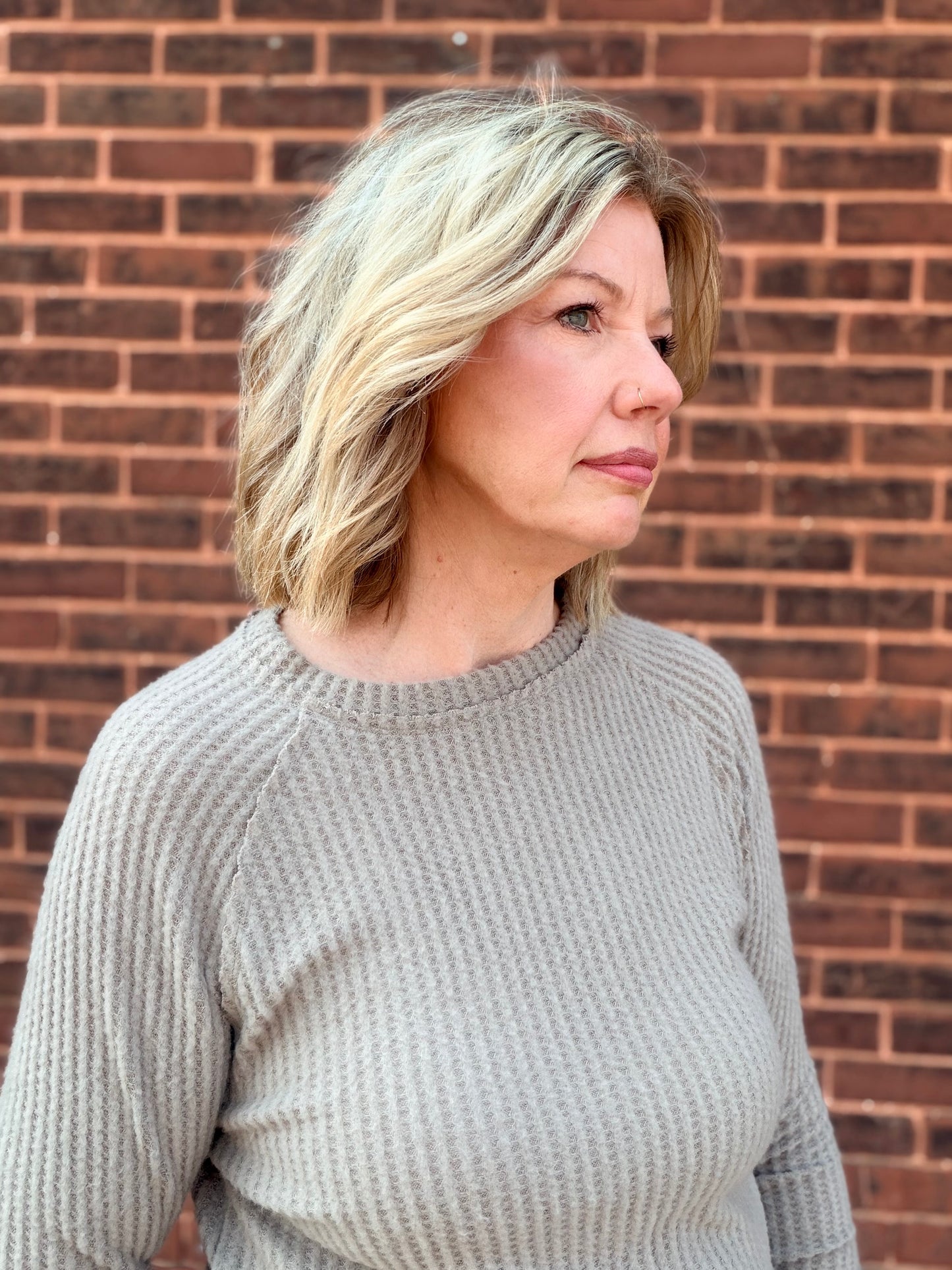 The Ginny Brushed Waffle Top