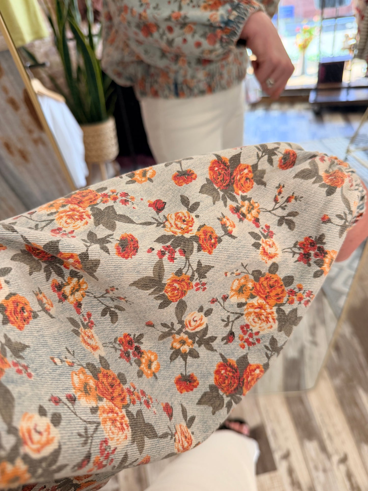 Washed Vintage Floral Denim Tiered Jacket