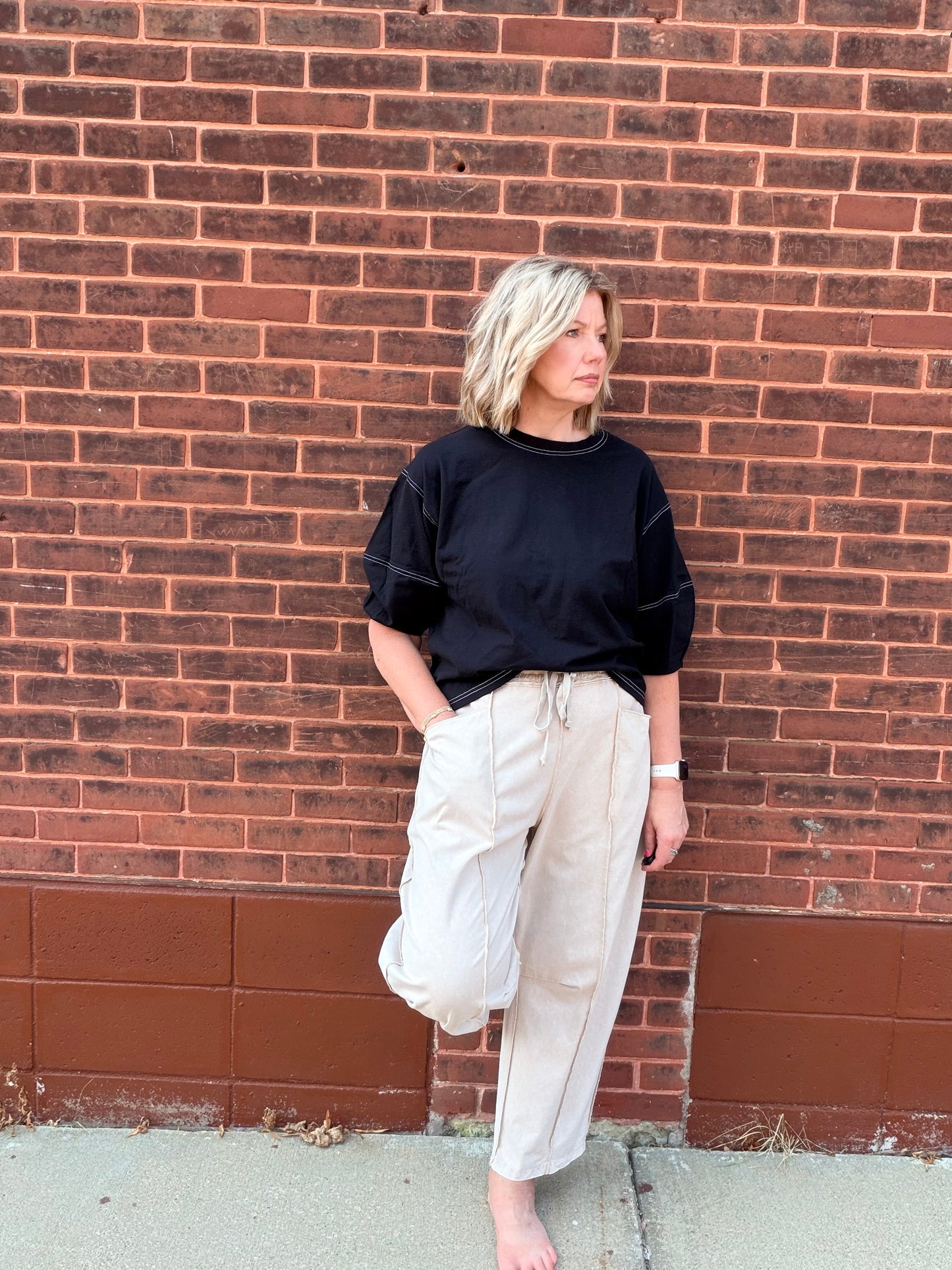 The Raya Balloon Sleeved Stitch Top