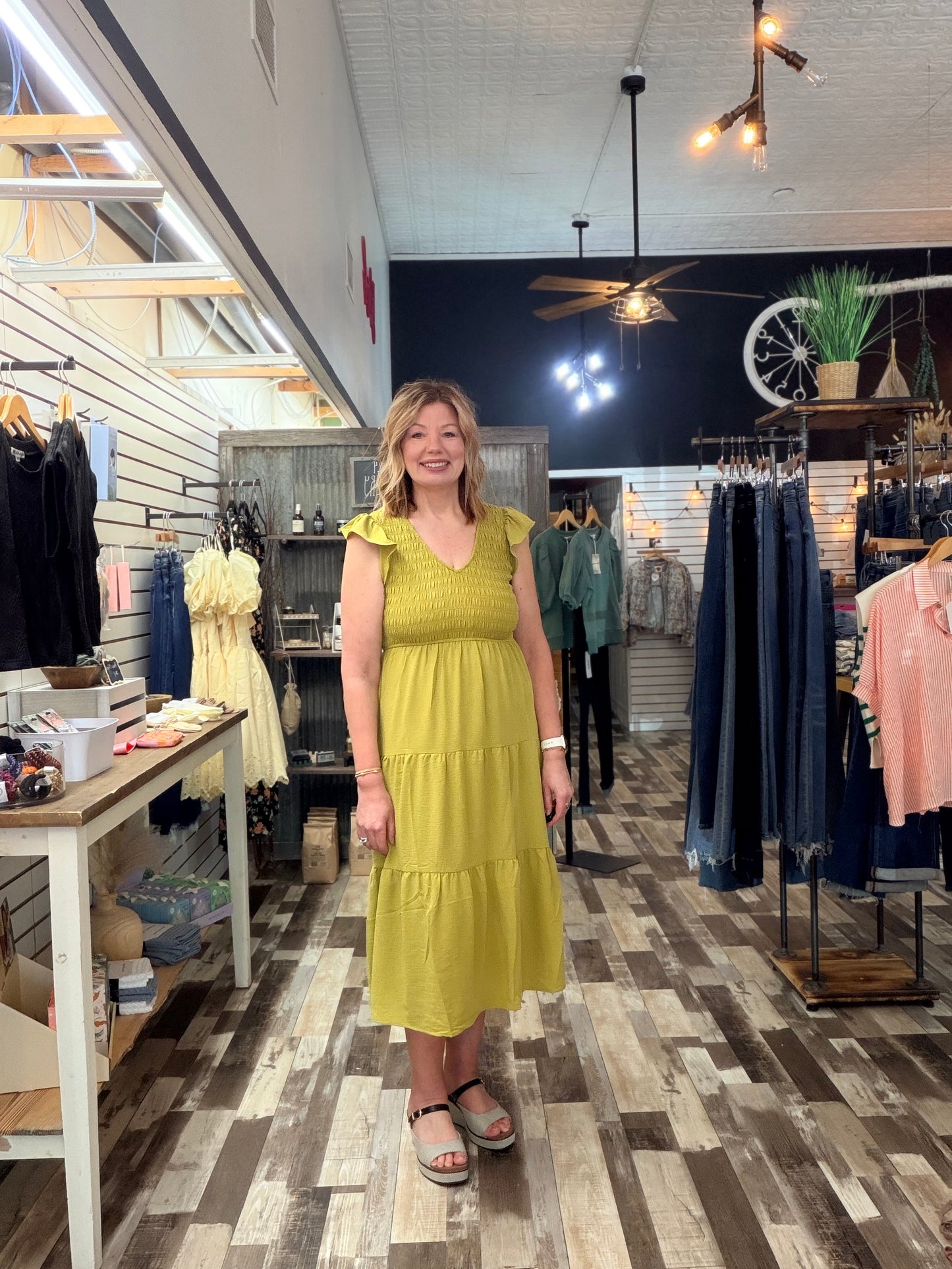 Flutter Sleeve Maxi Dress Celery