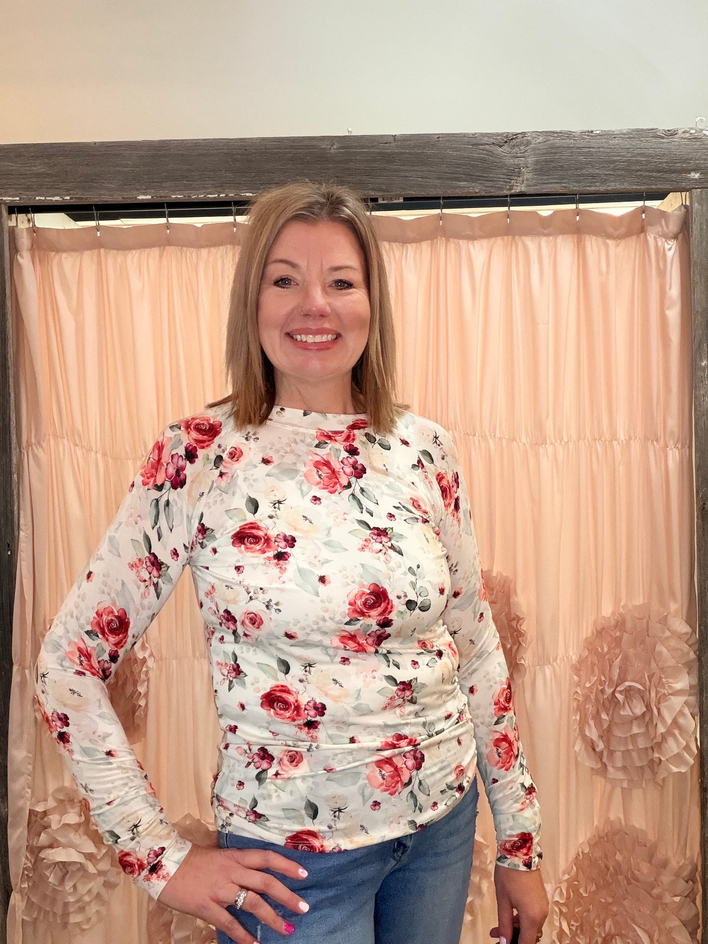 Blair Long Sleeve Top - Pink Bloom