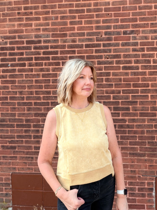 Sunshine is Golden Sleeveless Terry Top
